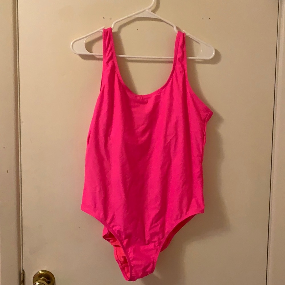 Neon pink one piece swimsuit